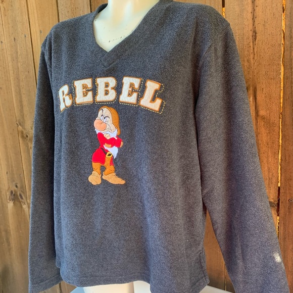 Y2K Vintage "Rebel" Disney V-Neck ladies fleece sweatshirt size XL. - Picture 3 of 8